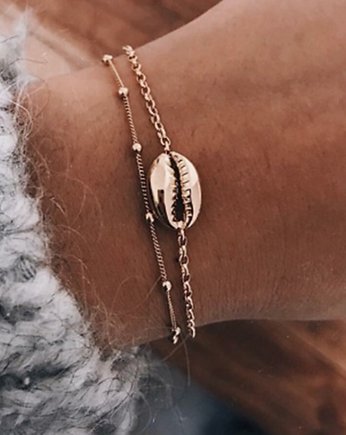 Komplet bransoletek boho z muszelką, Czaki Bransoletki