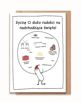 Kartka z okazji Świąt - Życzę Ci dużo radości na nadchodzące Święta!, brzydkieplakatyagaty