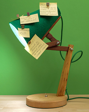 ZORYA -  z upcyclingu, unikalna, regulowana, drewniana lampka biurkowa, 71monsters