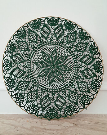 Szydełkowa mandala Butelkowa zieleń, Pracownia RetroBotanica