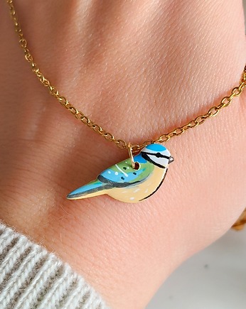Naszyjnik Sikorka Modra - Modraszka ptaszek, boho wiosenny prezent dla niej, Dary Rusałki