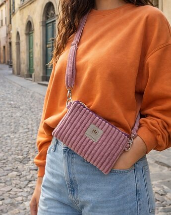 Sztruksowa mini nerka saszetka Wrzosowa, sabi tatka