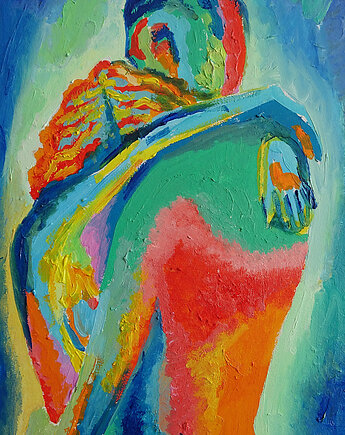 Kolorowy obraz  portret para zakochanych, alice oil on canvas