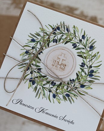 Kartka na komunię - pamiątka komunii ręcznie robiona Prezent, sorte