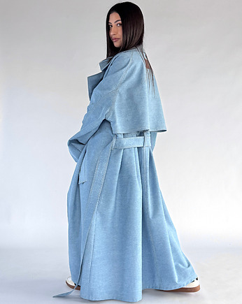 Trencz maxi oversize denim light blue, REST Factory