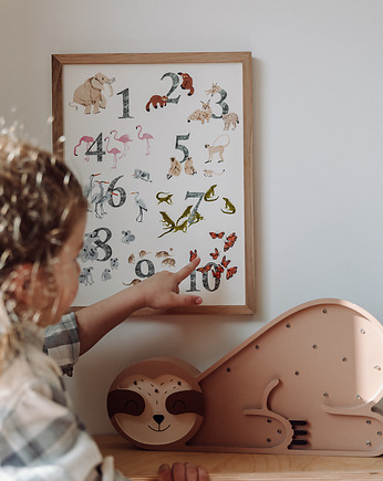 Plakat dla dzieci z liczbami 1-10 ze zwierzętami Różne rozmiary, HI LITTLE