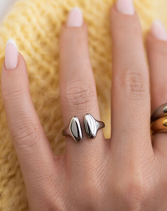 Srebrny pierścionek otwarty ze stali chirurgicznej premium Paraiso Lone, Paraiso