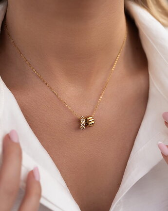 Subtelny naszyjnik z podwójną zawieszką ze stali chirurgicznej, Paraiso