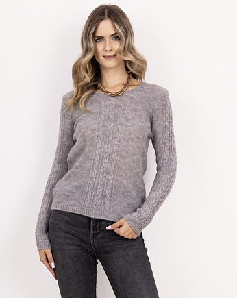 Sweter z warkoczami - SWE335 szary MKM, MKMswetry