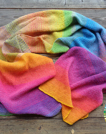 UNIKAT szal dziergany (jak tkany) "Autumn Rainbow", MARISCAPES