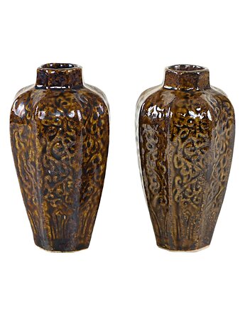 Zestaw brązowych wazonów ceramicznych, duński design, lata 60, Dania, Przetwory design