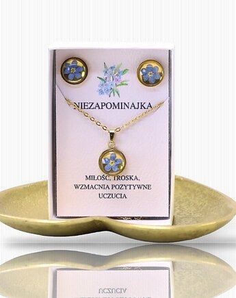 Złoty zestaw Niezapominajki sztyfty, Lovely Jewellery