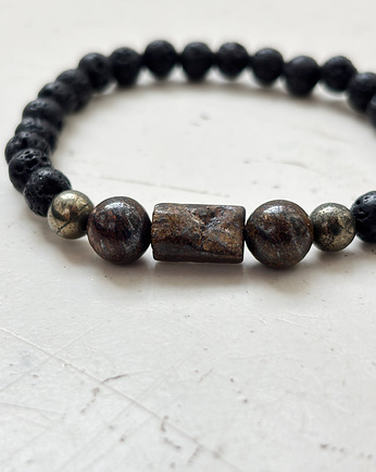 Bransoletka męska Bronzyt i Piryt, Chmolowska Jewellery
