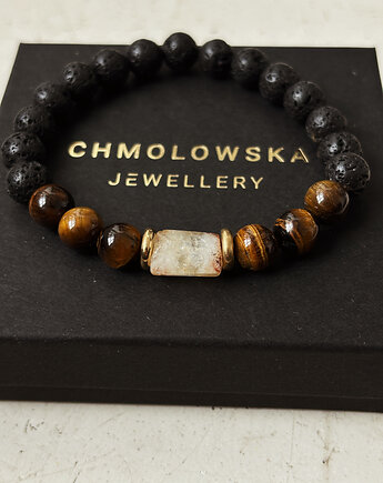 Bransoletka męska Tygrysie Oko i Cytryn, Chmolowska Jewellery