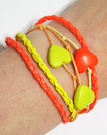 Bransoletka - Neonowe serca - rzemienie, yenoo