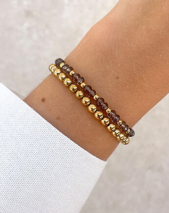 Bransoletki na gumce - jadeit brązowy z hematytem, Bring Biżuteria