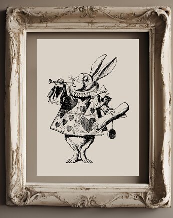PLAKAT  vintage zając Wielkanoc dekoracja, black dot studio