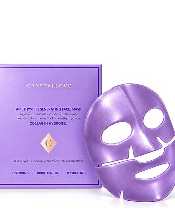 Hydrożelowa regenerująca maska do twarzy z ametystem, kolagenem i ceramidami, CRYSTALLOVE