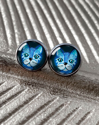 Blue cat kolczyki wkrętki dla dziewczynki, muamua design
