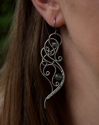 Długie kolczyki labradoryt wire wrapping