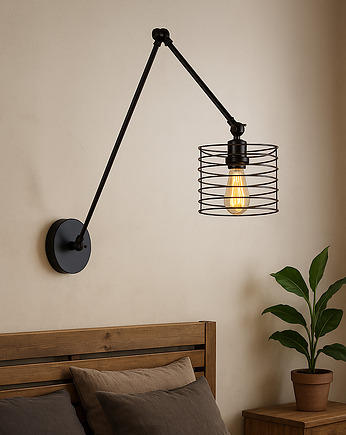 Regulowany kinkiet na wysięgniku ruchomym LIMA LOFT do czytania w sypialni, lampy loftowe LYSNE LOFT