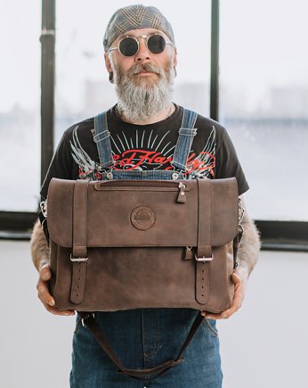 Skórzana torba na laptopa z paskiem na ramię, Ladybuq Art Studio