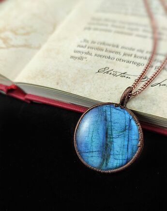 Wisior Niebiańskie Odbicie labradoryt miedź, Treemasters Copper Jewelry