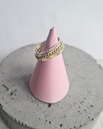 Rozmiar 15: komplet 5 obrączek mix srebro mosiądz, COCONUT