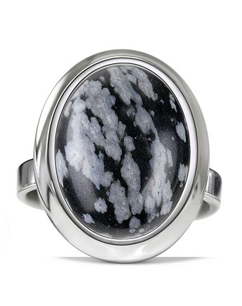 Stone - Srebrny pierścionek z obsydianem śnieżnym, Kuźnia Srebra