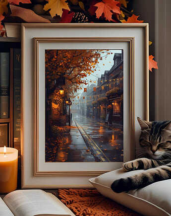 PLAKAT jesienny deszczowy dzień zdjęcie, black dot studio
