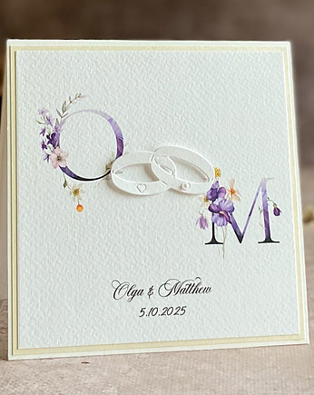 Kartka ślubna z inicjałami Młodej Pary, WP 53, Anna Art and Crafts