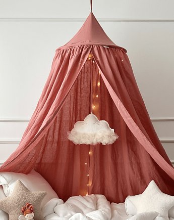 Baldachim Lniany Premium Marsala, OKAZJE - Prezent na Baby shower