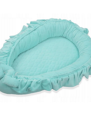 Kokon Niemowlęcy z falbanką Velvet - Mint, Baby Love Decor
