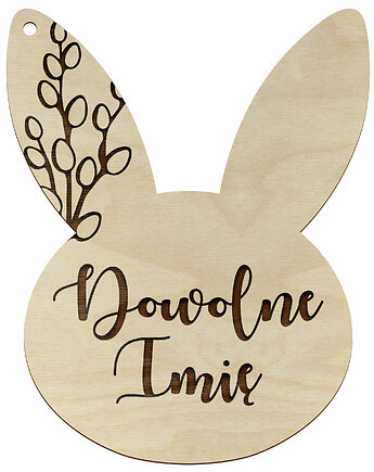 Bombka Zawieszka z Imieniem Dziecka na Wielkanoc Drewniana Zajączek Zając, smxdsgn
