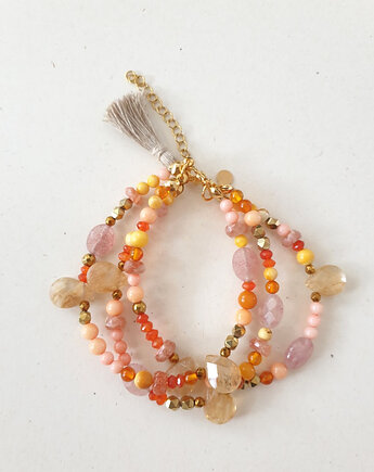 Bransoletka TALIZMAN kamień słoneczny, karneol, bursztyn, koral, modesign