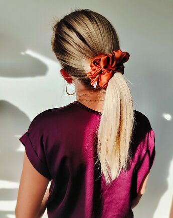 Gumka jedwabna, scrunchie, frotka copper sunset MAXI, Capillum