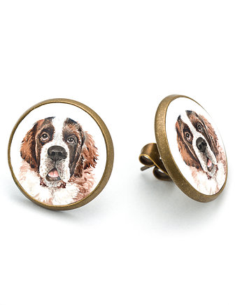 Kolczyki sztyfty SAINT BERNARD rasowy pies, laluv