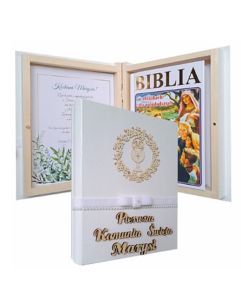 Pamiątka Pierwszej Komunii  Świętej, Biblia,Perełki, Prowansalska Manufaktura