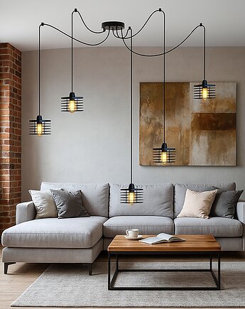Kaskadowa lampa wisząca w stylu pająka z 5 ramionami GALO LOFT L5, lampy loftowe LYSNE LOFT