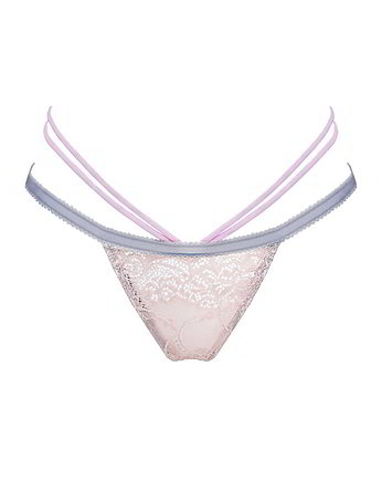 Pudrowe stringi Kiss Me Soflty, WHITE RVBBIT