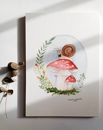 Plakat Grzybek i ślimak, rozrysowane