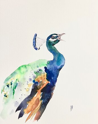 Oryginalna akwarela. Paw, alquadro