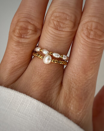 Pierścionek Pierścionki elastyczne hematyt, perła, Bring Biżuteria