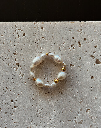 Pierścionek elastyczny perły, Chmolowska Jewellery