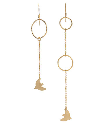 Fly high: kolczyki pozłacane asymetryczne, OM jewellery