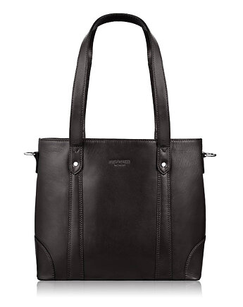 Torebka damska skórzana na ramię brązowa pojemna modna shopper bag T-41-BR, Paolo Peruzzi