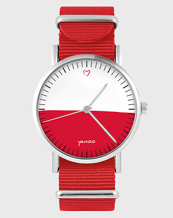 Zegarek - Polska flaga - czerwony, nylonowy, yenoo