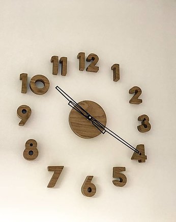 Drewniany zegar Scandi 50 lub 70cm dąb, Drewniane dodatki
