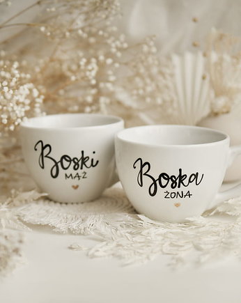 Zestaw kubków 500 ml - Boski Mąż Boska Żona ZŁOTE SERCE, Nadzwyczajnie