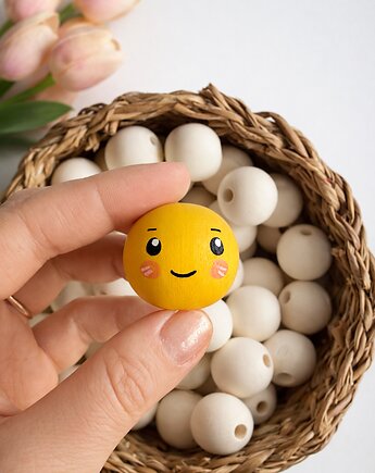 Ręcznie malowany koralik pszczółka 3 cm do makramy i rękodzieła 1 szt., plecione_